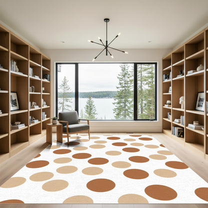 Warm Earthy Brown Tan Polka Dots Rug