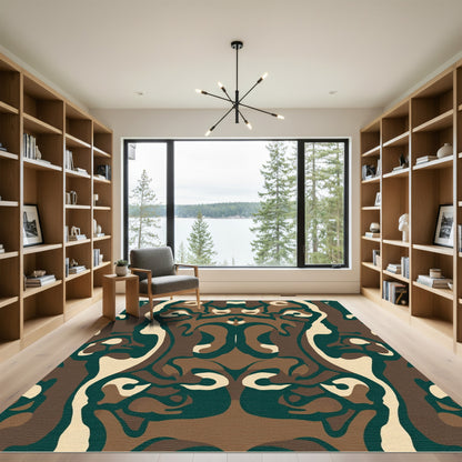 Earthy Abstract Organic Swirl Rug