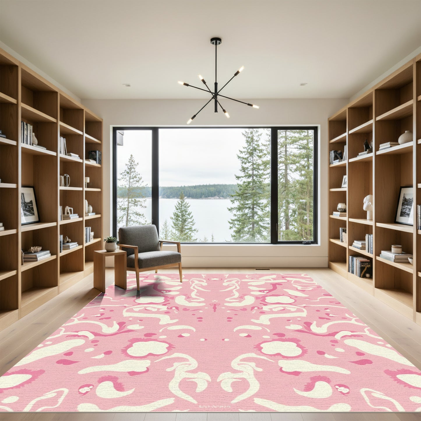 Pink Abstract Organic Shapes Rug