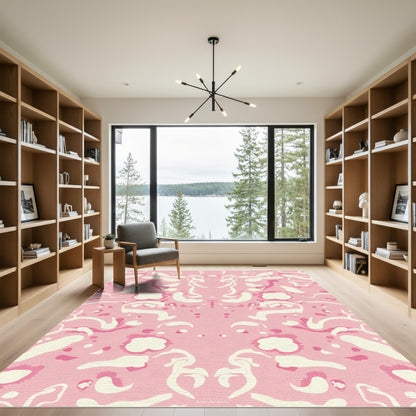 Pink Abstract Organic Shapes Rug
