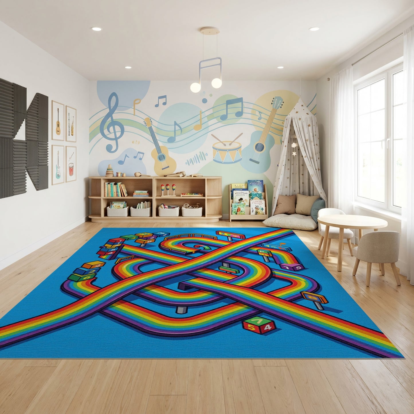Isometric Rainbow Numbered Track Rug