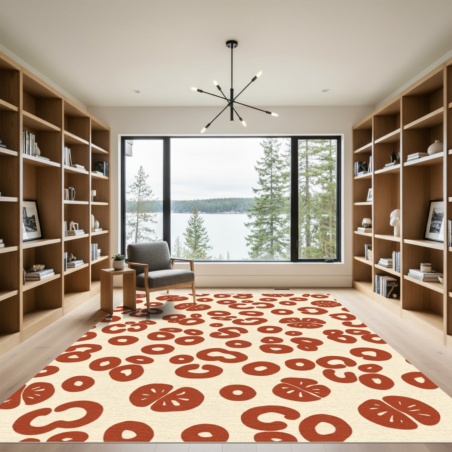 Earthy Orange Abstract Citrus Slices Rug
