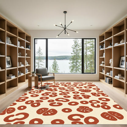 Earthy Orange Abstract Citrus Slices Rug