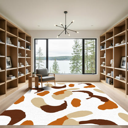 Abstract Terracotta Brown Spatter Rug