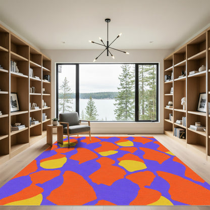 Bold Orange Yellow Amorphous Shapes Rug