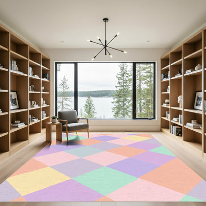Pastel Diamond Quilted Harlequin Rug