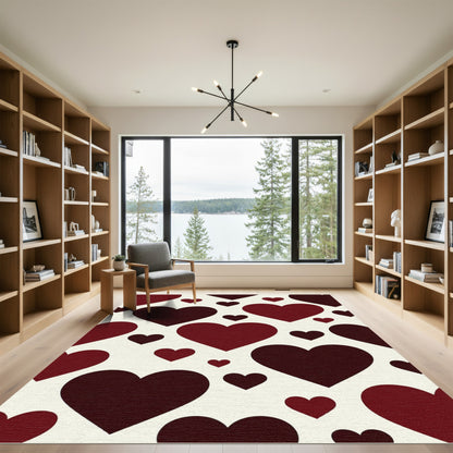 Minimalist Deep Red Heart Silhouette Rug