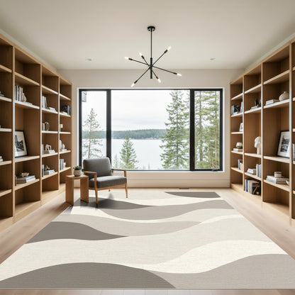 Soft Neutral Tone Wavy Landscape Rug