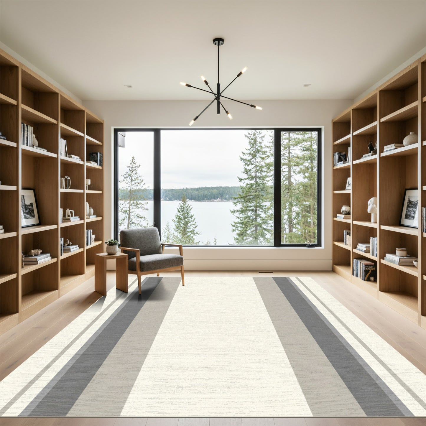 Neutral Toned Vertical Stripe Rug