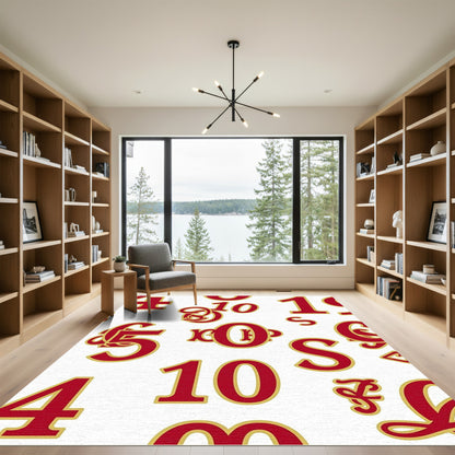 Red Gold Number Medley Rug