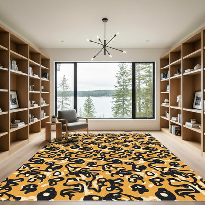Bold Black Leo Spots Orange Rug
