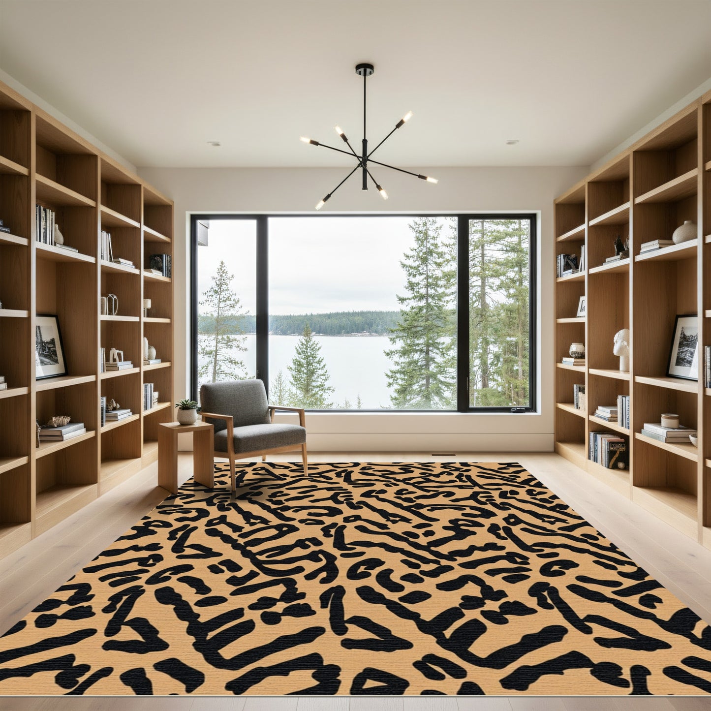 Tan Abstract Animal Print Rug