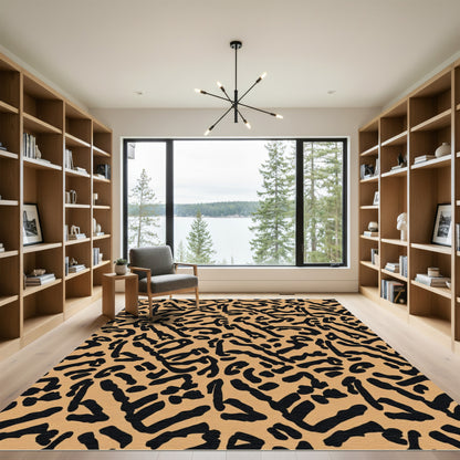 Tan Abstract Animal Print Rug