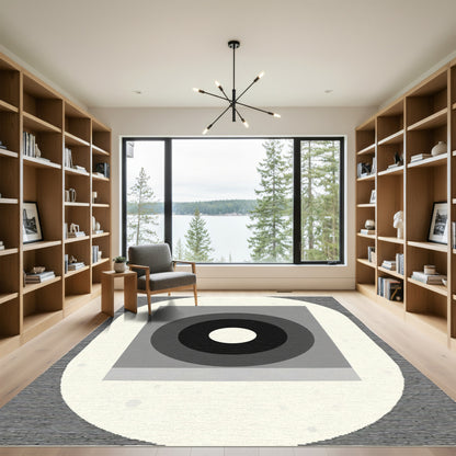 Monochrome Concentric Square Orb Rug