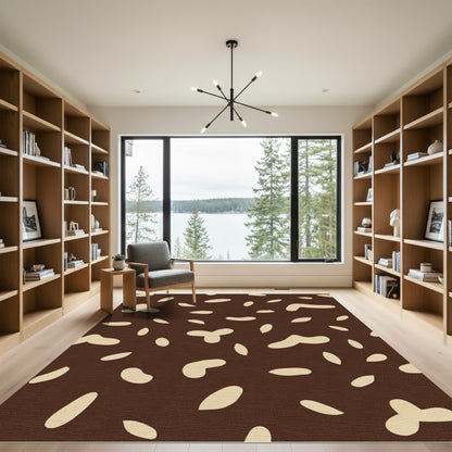 Brown Cream Abstract Scatter Contemporary Rug
