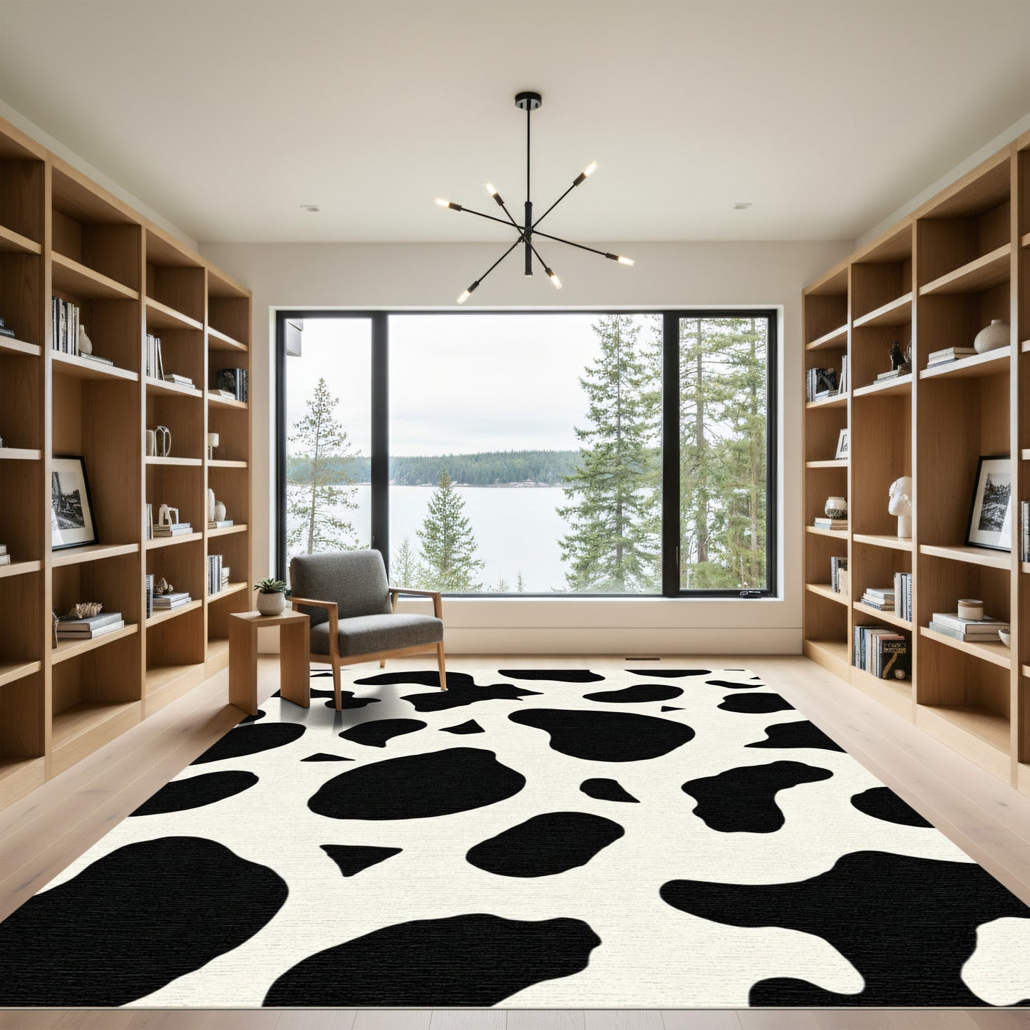 Bold Black White Cow Spots Rug