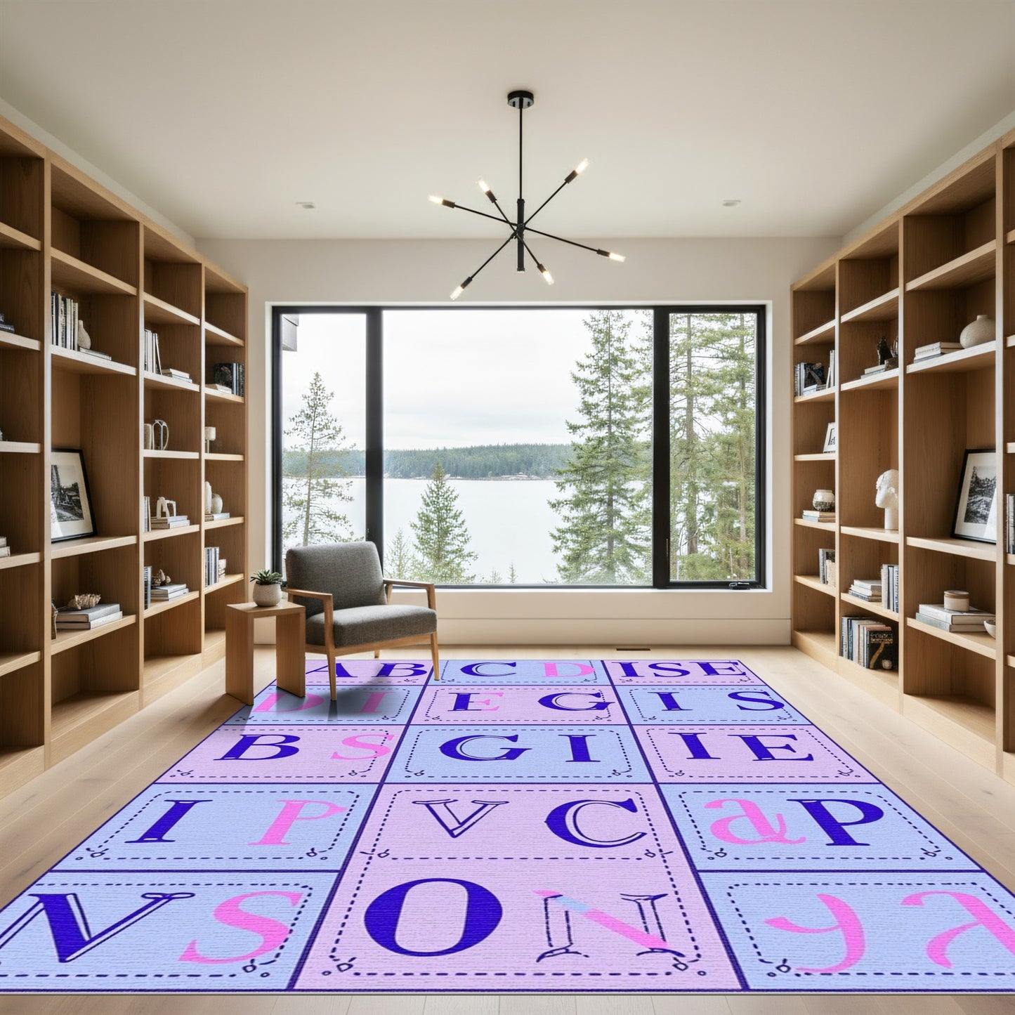 Pastel Alphabet Blocks Graphic Rug