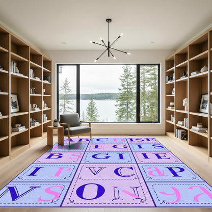 Pastel Alphabet Blocks Graphic Rug