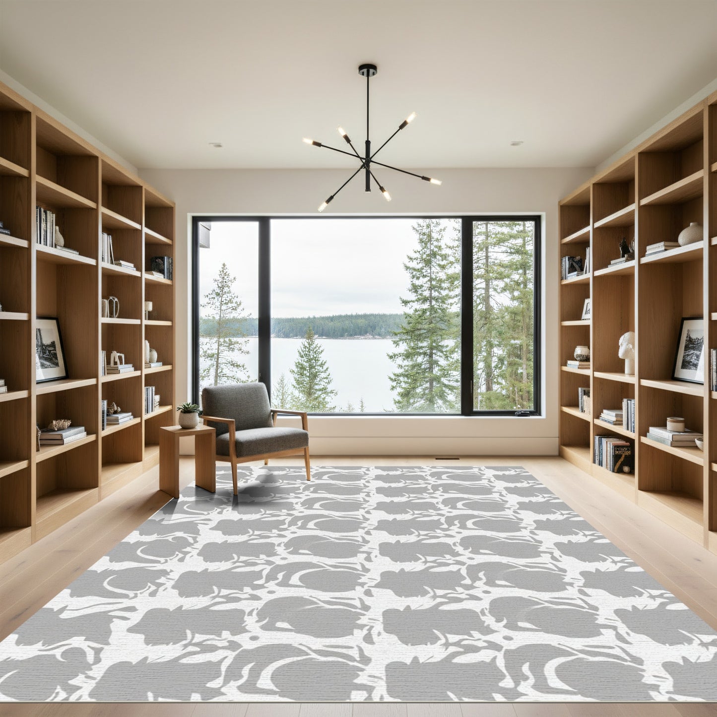 Gray Abstract Blobs Organic Repeat Rug