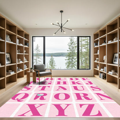 Pink Alphabet Block Rug