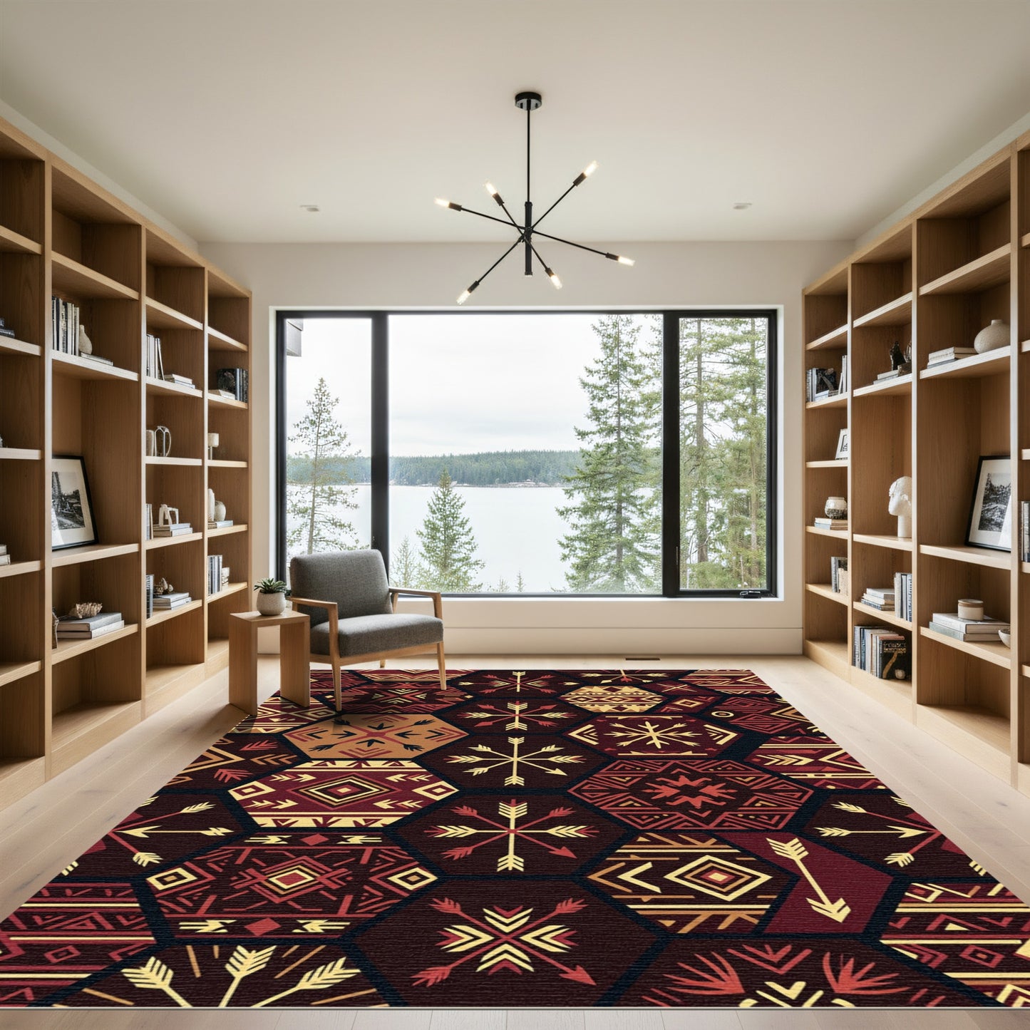 Geometric Arrow Earthy Hexagon Rug
