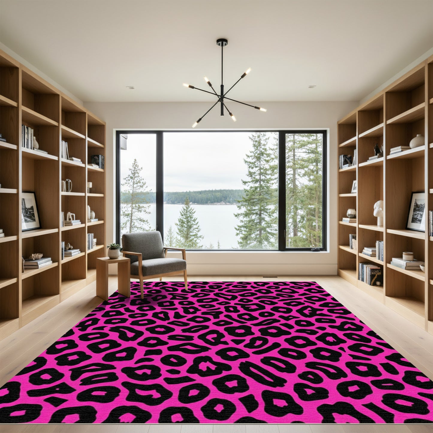 Hot Pink Black Leopard Spots Rug