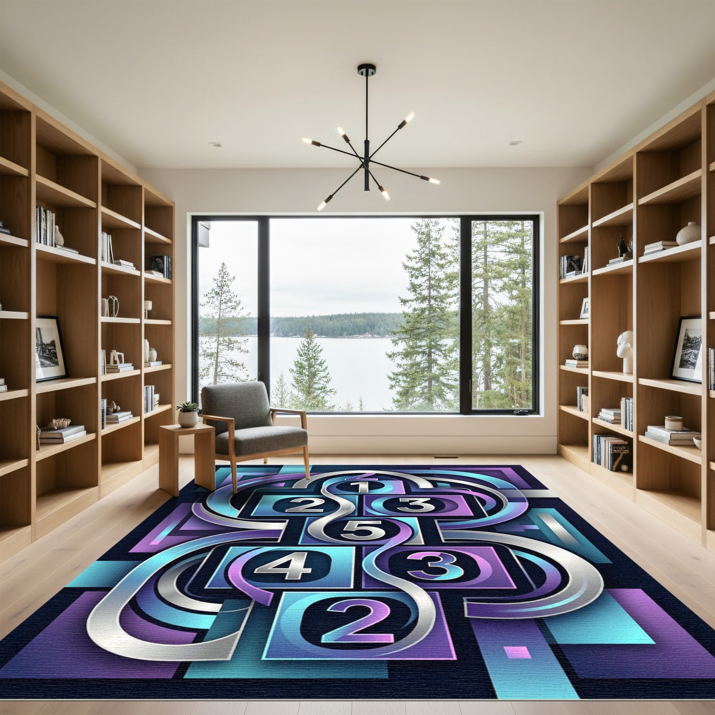 Modern Geometric Abstract Gradient Numerical Rug