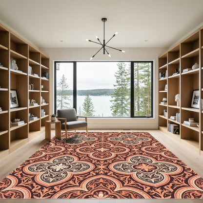 Coral Quatrefoil Floral Medina Rug