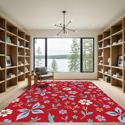Classic Red Floral Spray Rug