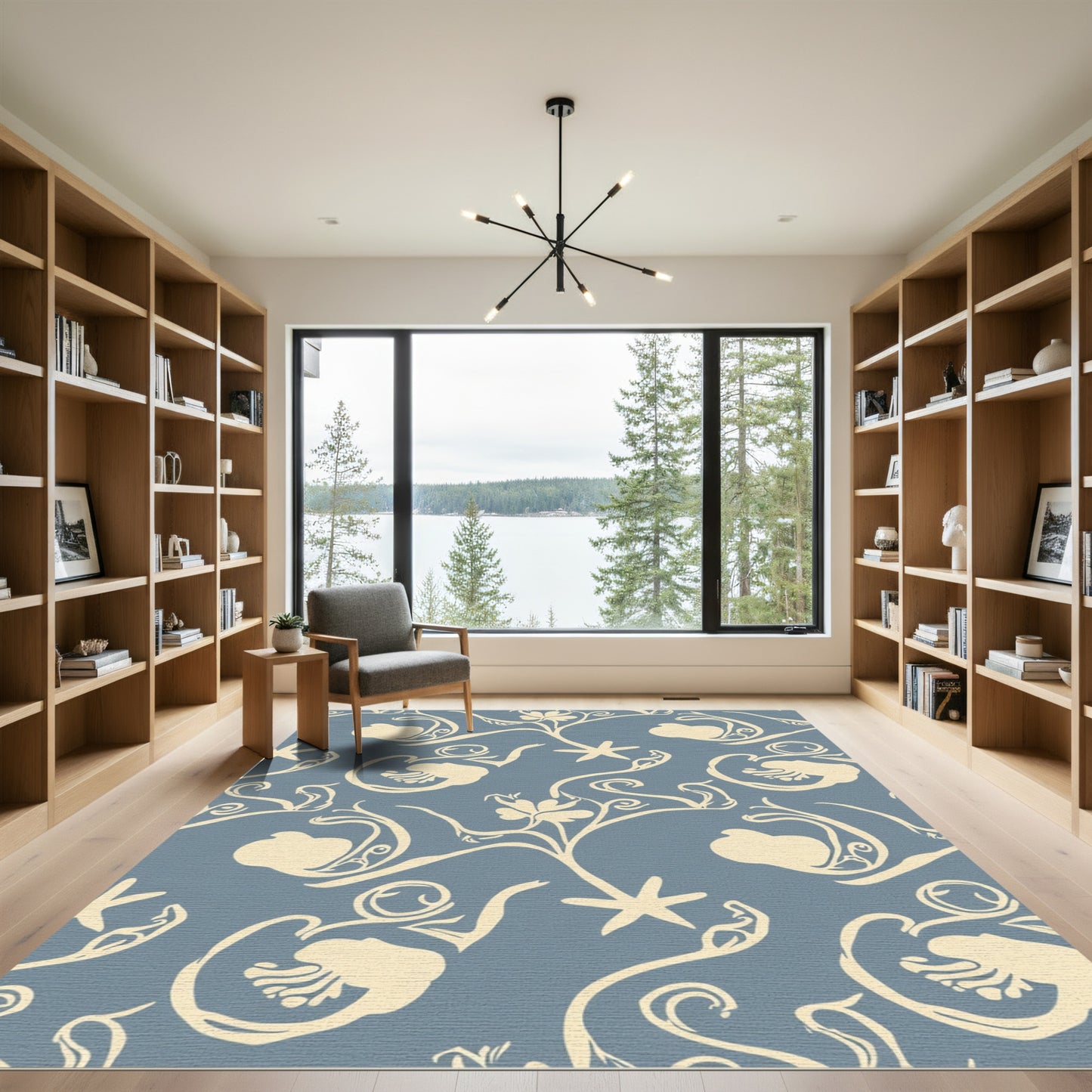 Cream Floral Vine Swirl Rug