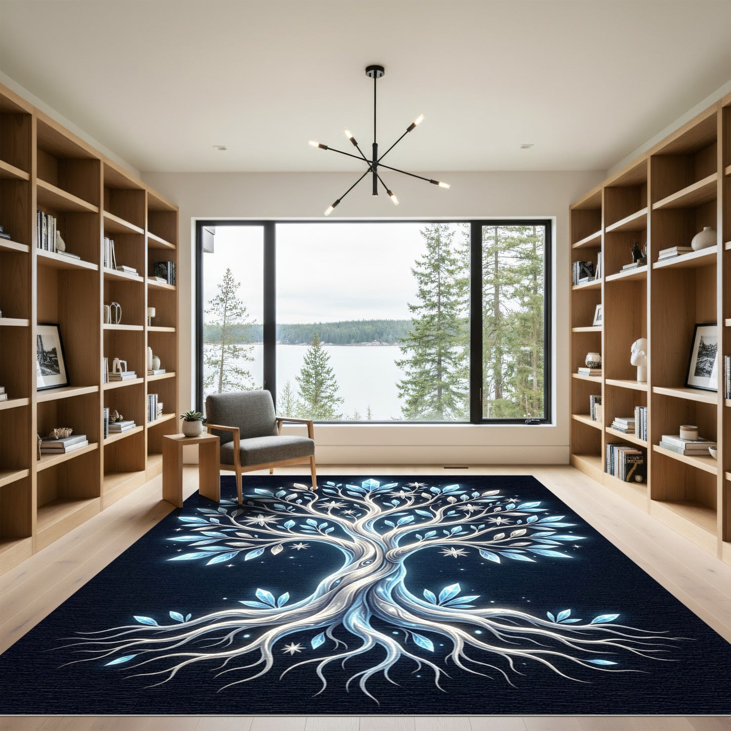 Luminous Crystal Frost Tree Illustration Rug