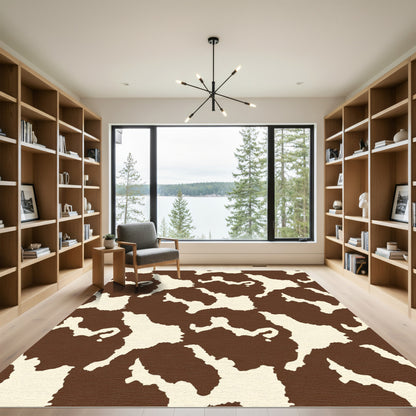 Brown Cream Organic Spots Rug