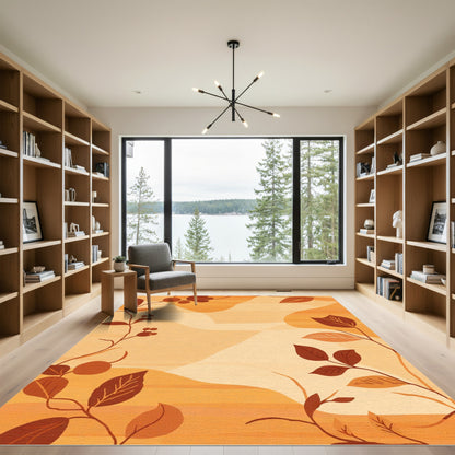 Earthy Berries Branches Organic Shapes Rug