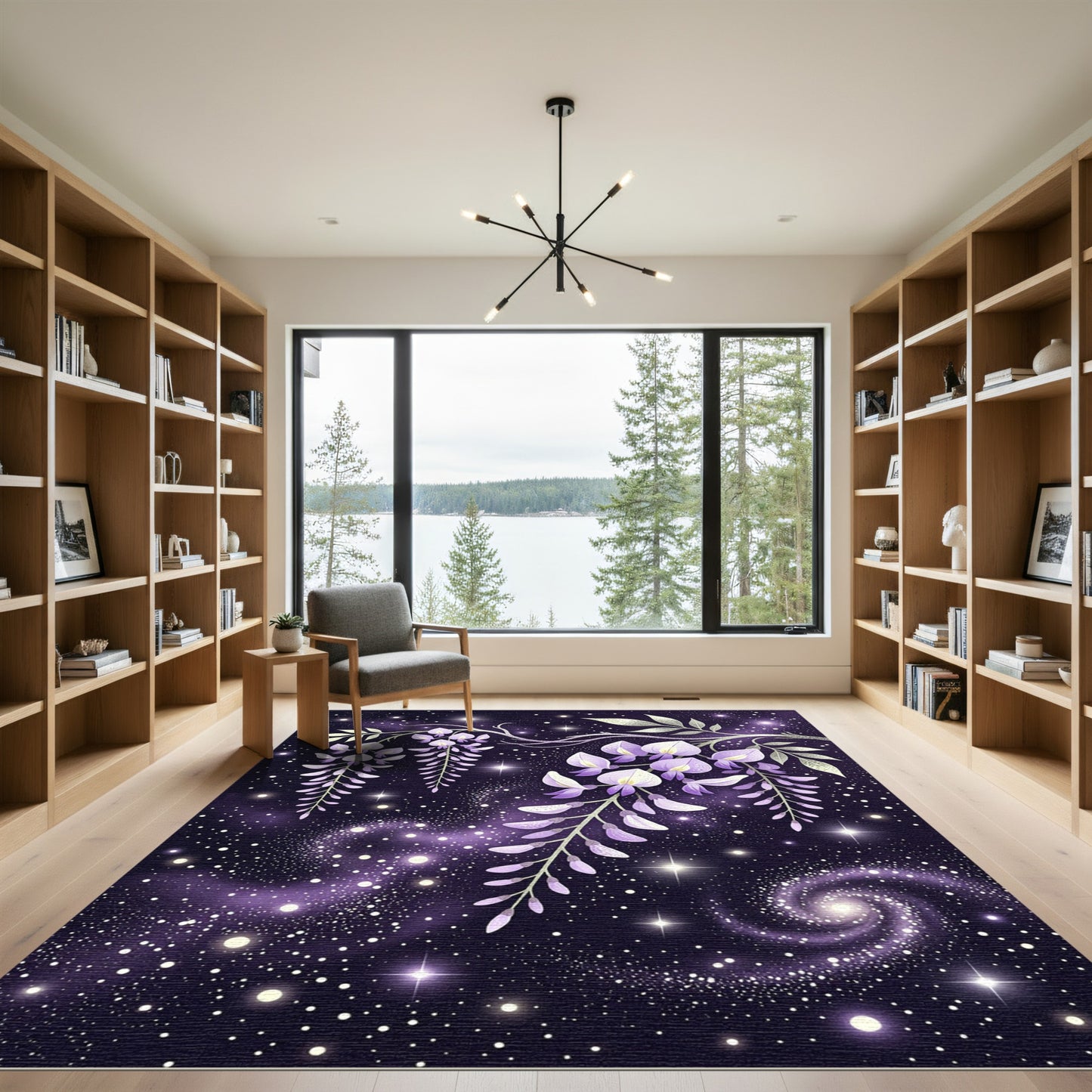 Lavender Wisteria Galaxy Celestial Night Rug