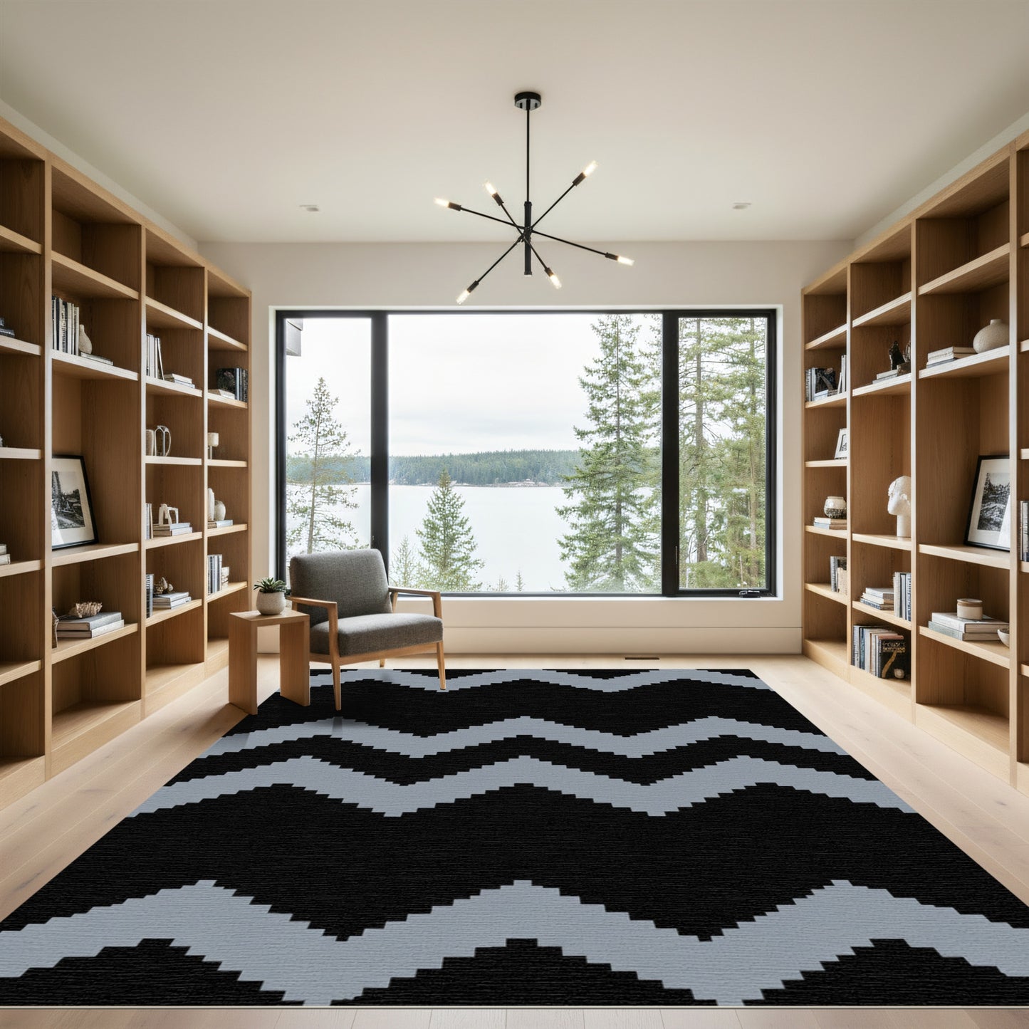 Gray Zigzag Chevron Stripes Rug