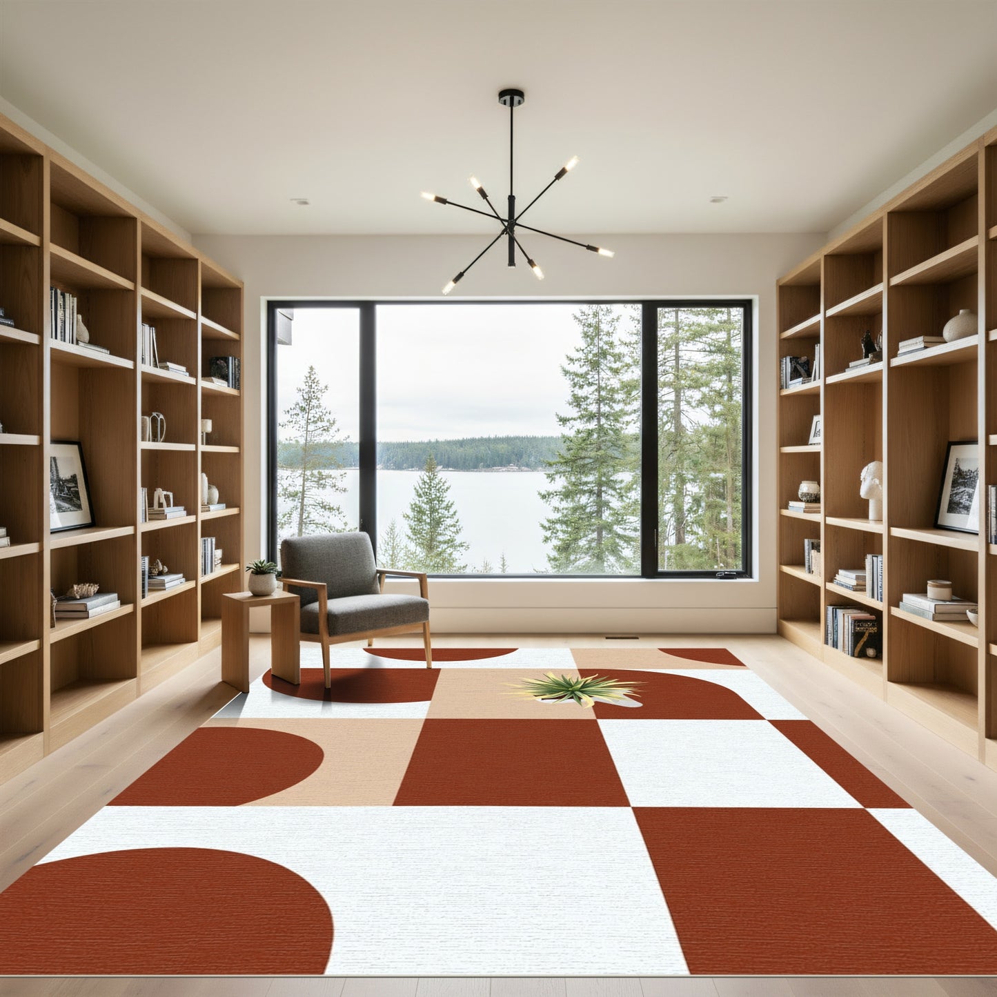 Terracotta Arch Squares Composition Rug