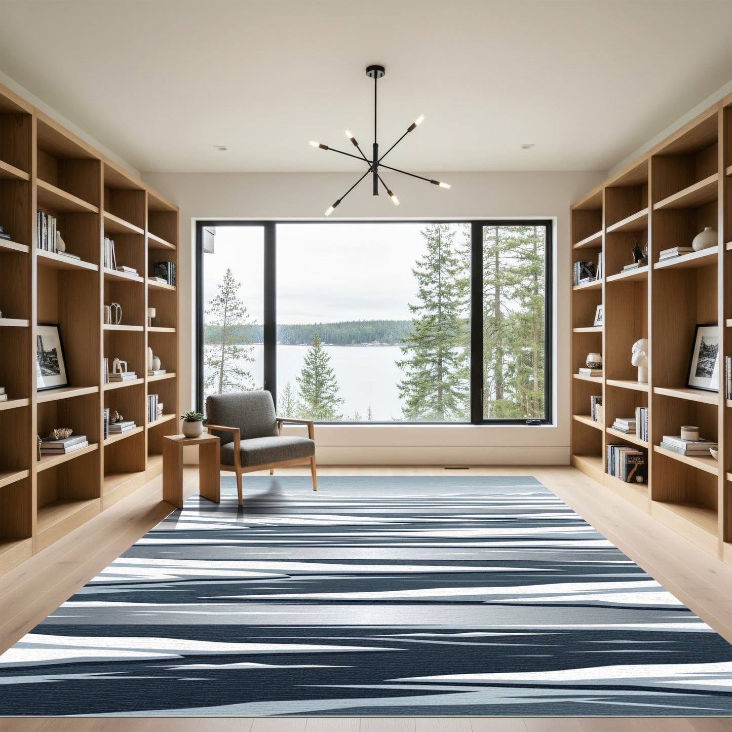 Minimalist Arctic Ice Abstract Landscape Rug