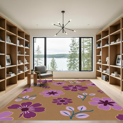 Purple Lilac Floral Garden Rug