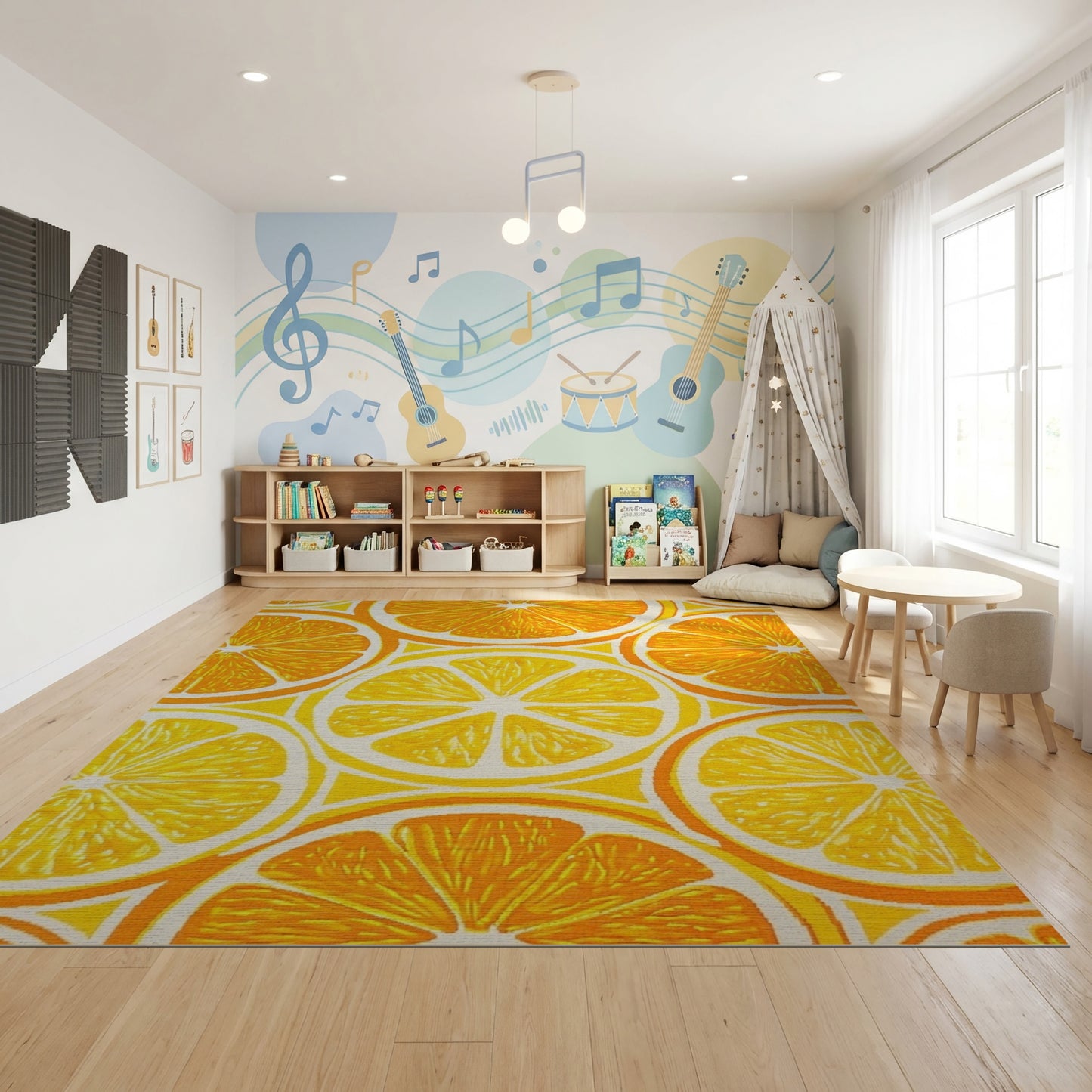 Vibrant Orange Slices Bold Pattern Rug