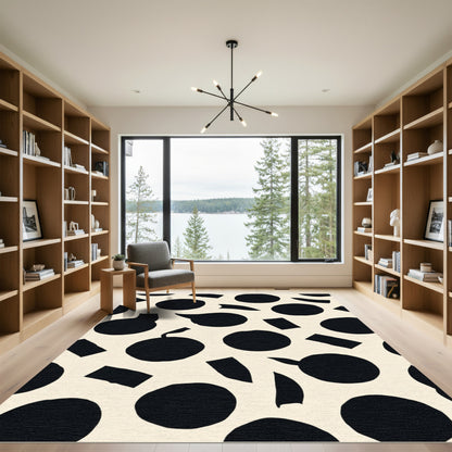 Abstract Circles and Rectangles Monochrome Rug