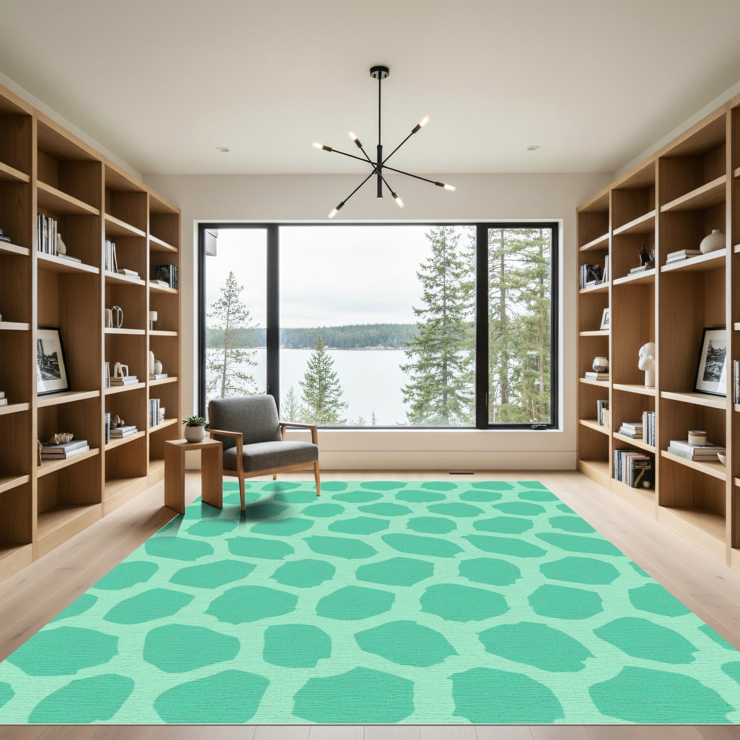 Teal Coral Cells Abstract Rug
