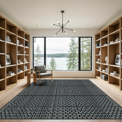 Gray Brick Texture Geometric Rug