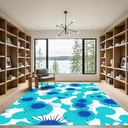 Aqua Blue Splatter Network Rug