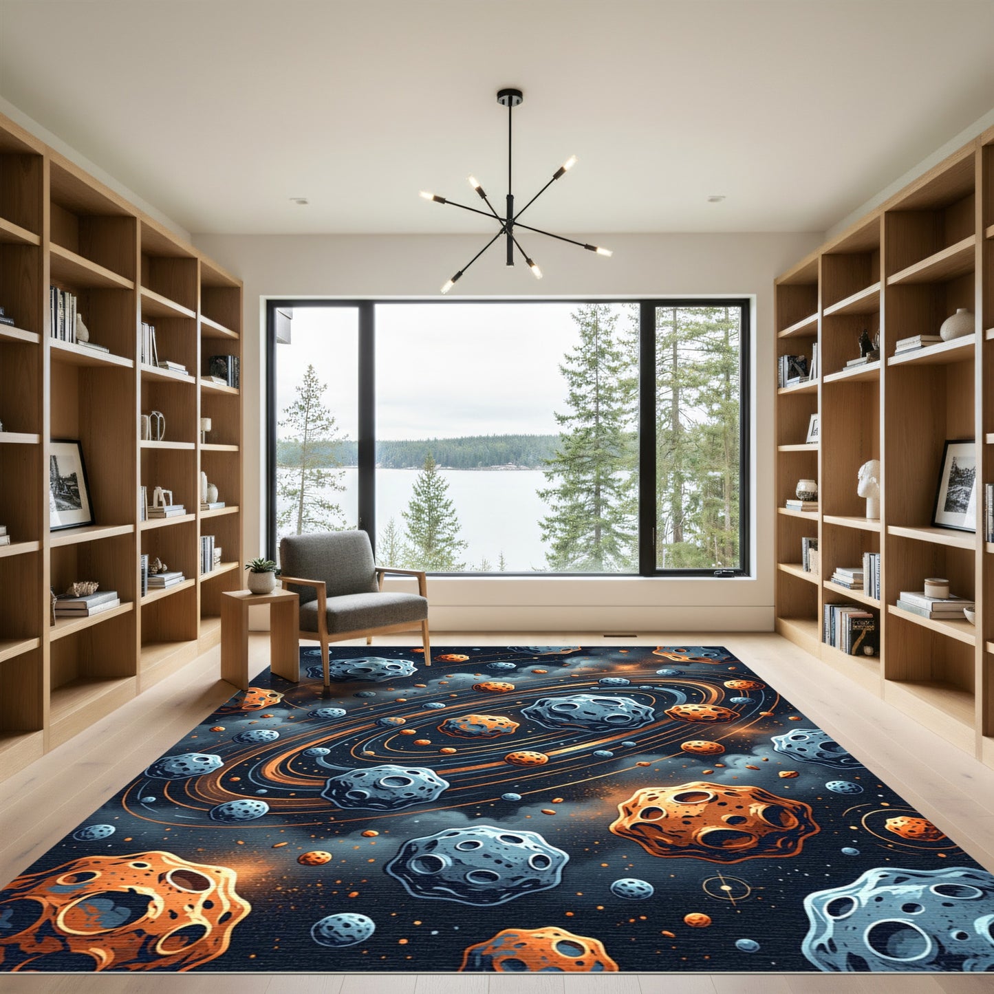 Cosmic Nebula Asteroid Orbit Surface Rug