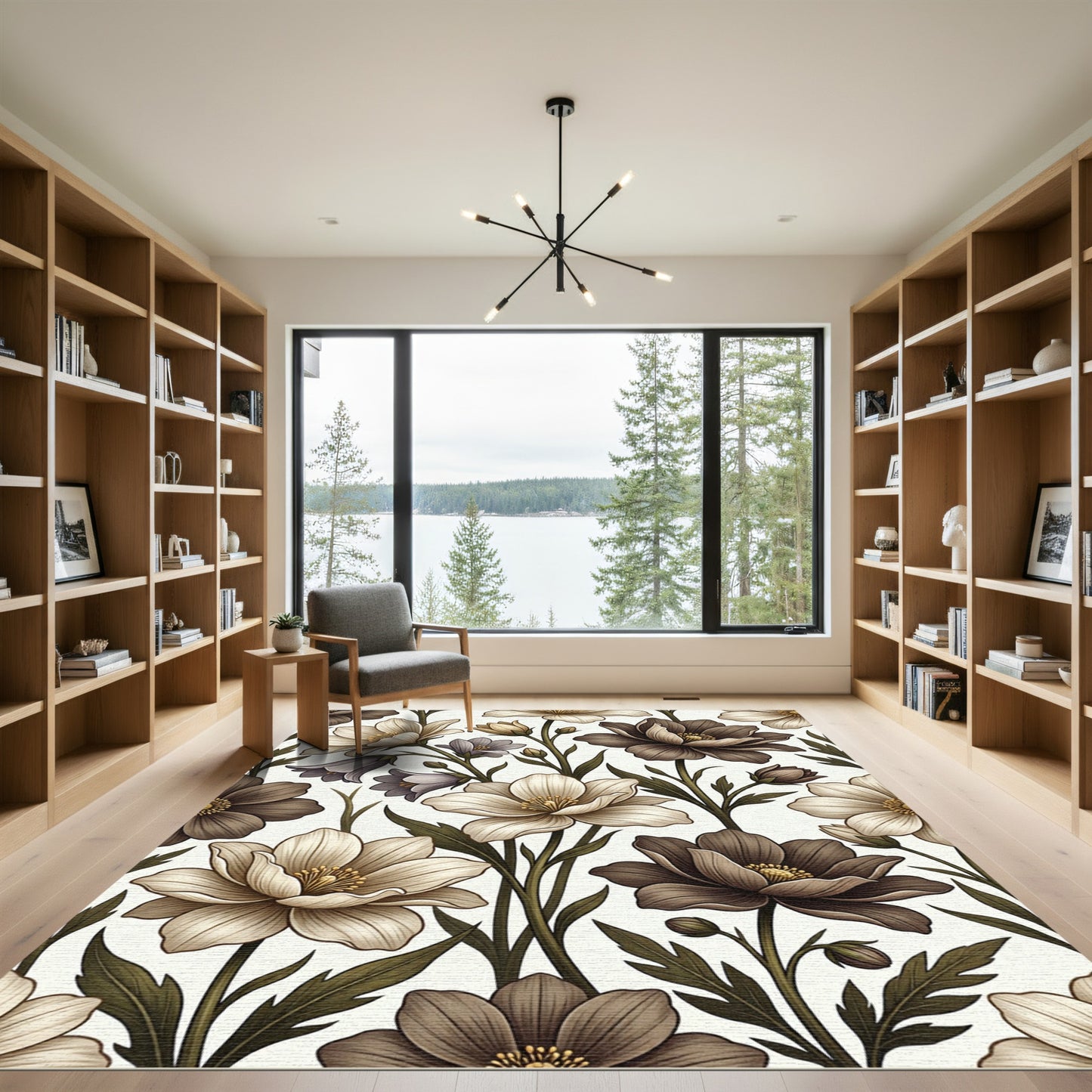 Vintage Earth Tone Floral Arrangement Rug