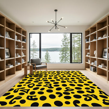 Bold Yellow Black Animal Spots Rug