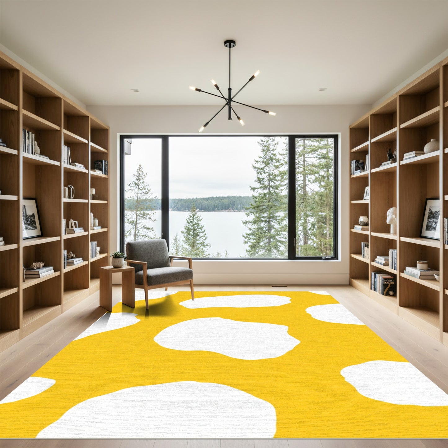 Golden Ochre Abstract Blob Rug
