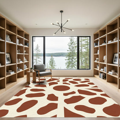 Cinnamon Cream Abstract Organic Shapes Rug