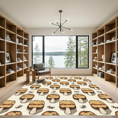Earthy Mushroom And Swirl Motif Rug
