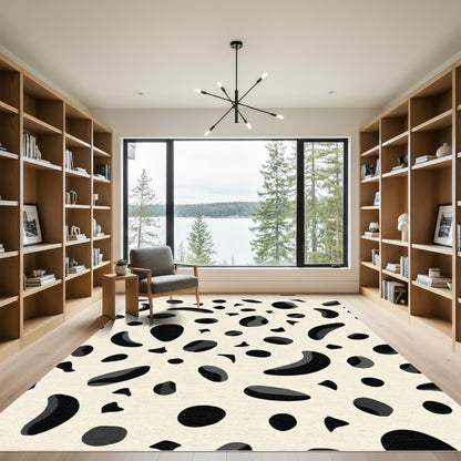 Creamy Black Spotty Organic Shape Rug